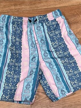 Boy’s Volcom Pastel Blue & Pink Patterned Swim Shorts Large